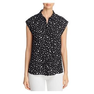 Marled Reunited Clothing Elegant Sheer Polka Dot  Blouse Size L Black/White